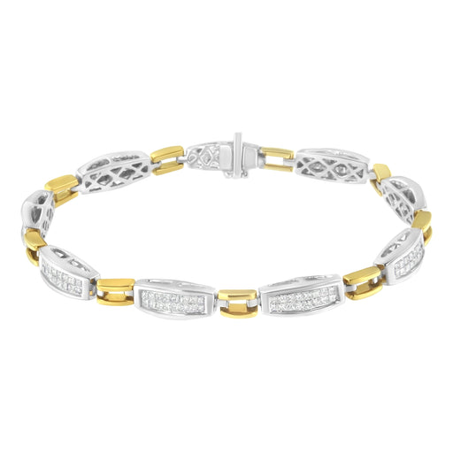 Bids.com 14K Yellow and White Gold 2.0 Cttw Princess Cut Diamond Tapered and Equal Sign Link Bracelet (G-H Color, SI1-SI2 Clarity) - 7" Bracelets