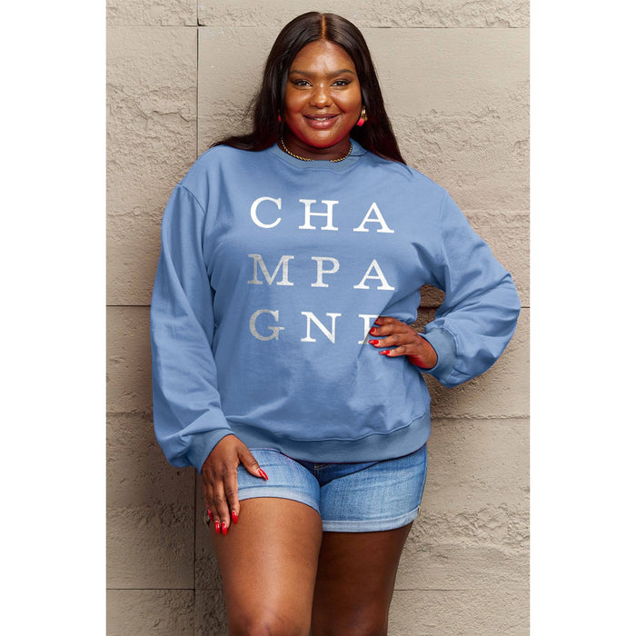 Simply Love CHAMPAGNE Graphic Long Sleeve Sweatshirt