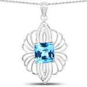 Bids.com 8.18 Carat Genuine Swiss Blue Topaz .925 Sterling Silver Pendant Pendants