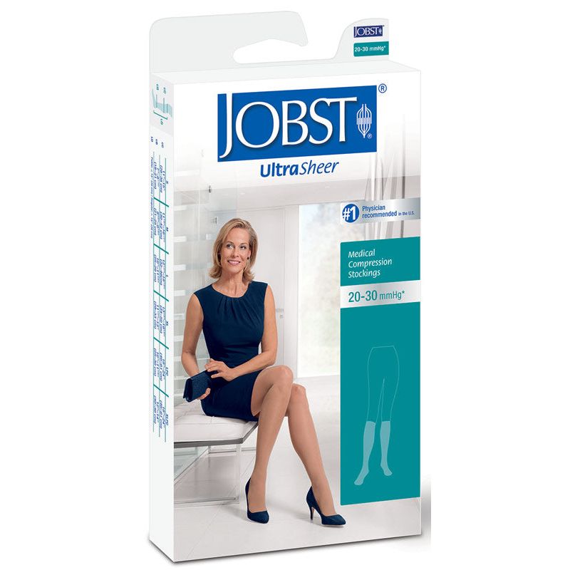 Jobst Jobst 121502 Ultrasheer Knee High CT Socks 20 30 mmHg Natural Large Medical White Smoke