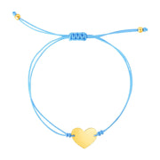 Bids.com 9 1/4 inch Blue Cord Adjustable Bracelet with 14k yellow Gold Heart Bracelets