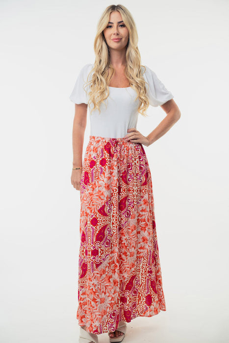 White Birch High Waisted Floral Woven Skirt