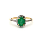 Bids.com .74ct Emerald Diamond Ring 14KT Yellow Gold Rings