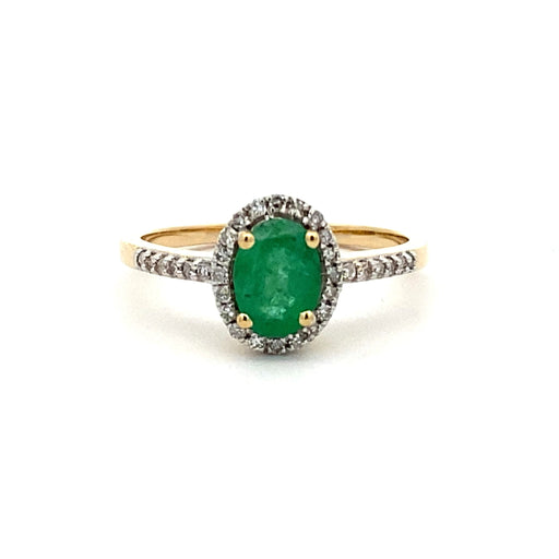 Bids.com .74ct Emerald Diamond Ring 14KT Yellow Gold Rings