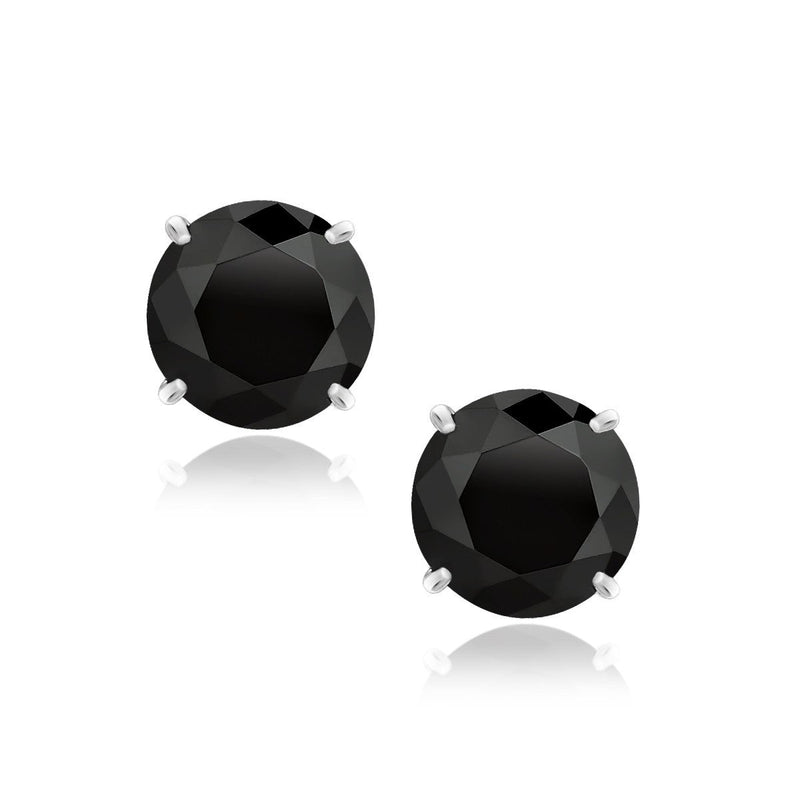 Bids.com 14k White Gold 8.0mm Round Black CZ Stud Earrings Earrings