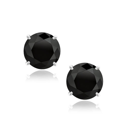 Bids.com 14k White Gold 8.0mm Round Black CZ Stud Earrings Earrings