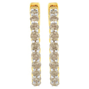 Bids.com 10K Yellow Gold Plated Sterling Silver Diamond Hoop Earrings (2 cttw, K-L Color, I2-I3 Clarity) Earrings