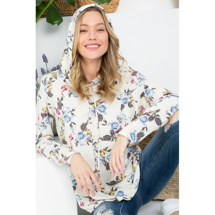 ALLOVER FLORAL SWEATSHIRT TOP