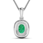 Bids.com 1.50 Carat Genuine Zambian Emerald and White Diamond 14K White Gold Pendant Pendants