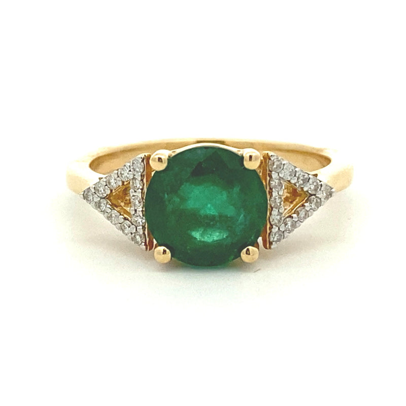 Bids.com 2.12ct Emerald Diamond Ring 14KT Yellow Gold Rings