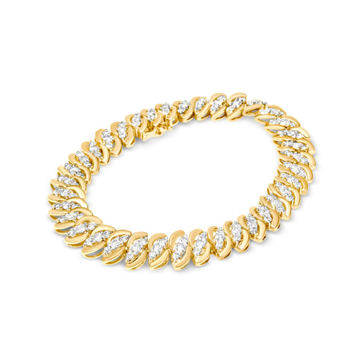 Bids.com 10K Yellow Gold 5.0 Cttw Diamond Double Row S-Link Cuban Bracelet (J-K Color, I2-I3 Clarity) - 7.25" Inches Bracelets