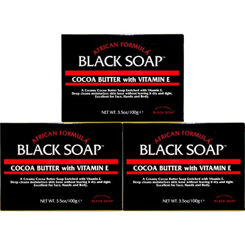 African Formula Black Soap With Cocoa Butter & Vitamin E 3.5 Oz