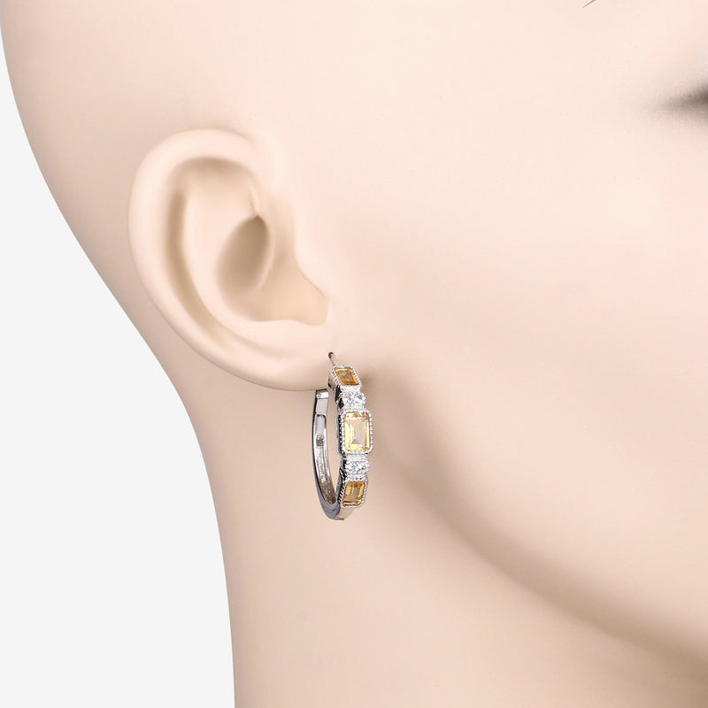 Bids.com 2.88 Carat Genuine Citrine and White Topaz .925 Sterling Silver Earrings Earrings