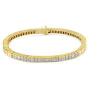 Bids.com 14K Yellow Gold 1-1/10 Cttw Princess & Baguette Cut Diamond 7" Alternating Stone Eternity Tennis Bracelet (G-H Color, VS1-VS2 Clarity) Bracelets