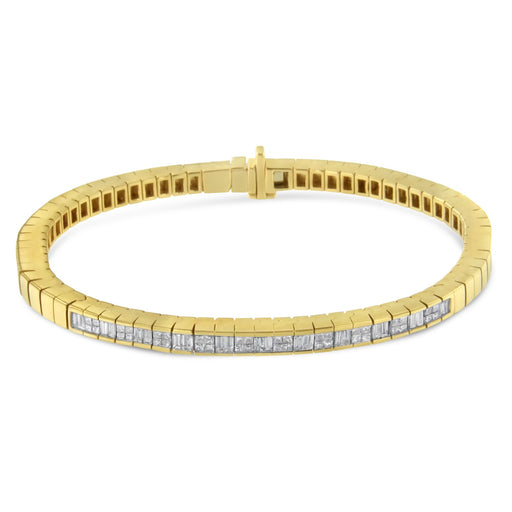 Bids.com 14K Yellow Gold 1-1/10 Cttw Princess & Baguette Cut Diamond 7" Alternating Stone Eternity Tennis Bracelet (G-H Color, VS1-VS2 Clarity) Bracelets