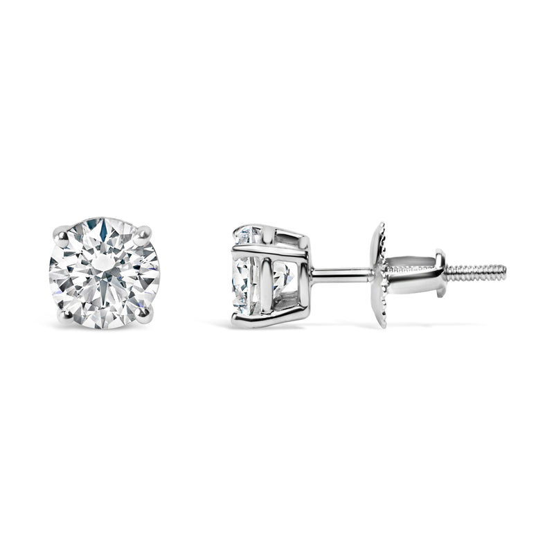 Bids.com IGI Certified 14K White Gold 1 1/2 Cttw Round Diamond Solitaire Stud Earrings with Screwbacks (G-H Color, I1-I2 Clarity) Earrings