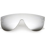 zeroUV Retro Modern Flat Top Mirror Lens Shield Aviator Sunglasses 9798 Sunglasses
