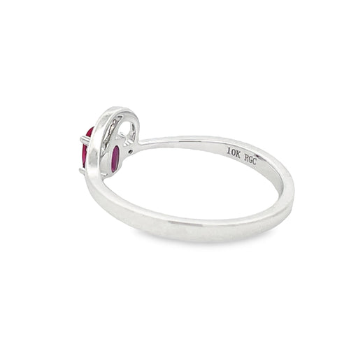 Bids.com .02ct Created Ruby Diamond Ring 10KT White Gold Rings