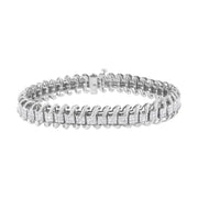 Bids.com 14K White Gold 5.0 Cttw Princess Cut Diamond 7" Invisible Set Wavy S-Link Tennis Bracelet (G-H Color, SI1-SI2 Clarity) Bracelets