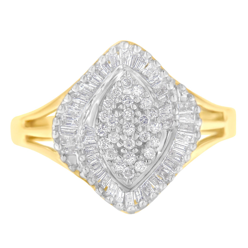 Bids.com 10K Yellow Gold Diamond Cocktail Ring (1/2 Cttw, J-K Color, I2-I3 Clarity) - Size 6-1/2 Rings