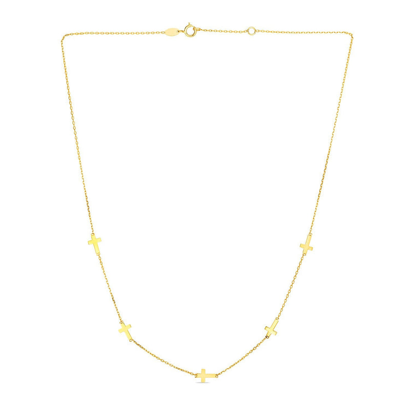 Bids.com 14k Yellow Gold Chain Necklace with Cross Stations Necklaces