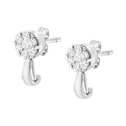 Bids.com 14K White Gold 3/4 Cttw Diamond Floral Cluster Drop and Dangle Stud Earrings (H-I Color, I1-I2 Clarity) Earrings