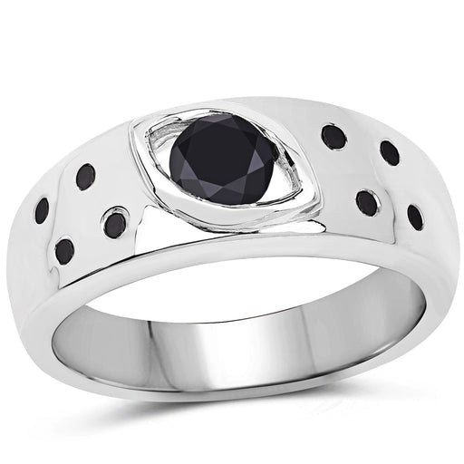 Bids.com 0.59 Carat Genuine Black Diamond .925 Sterling Silver Ring Rings