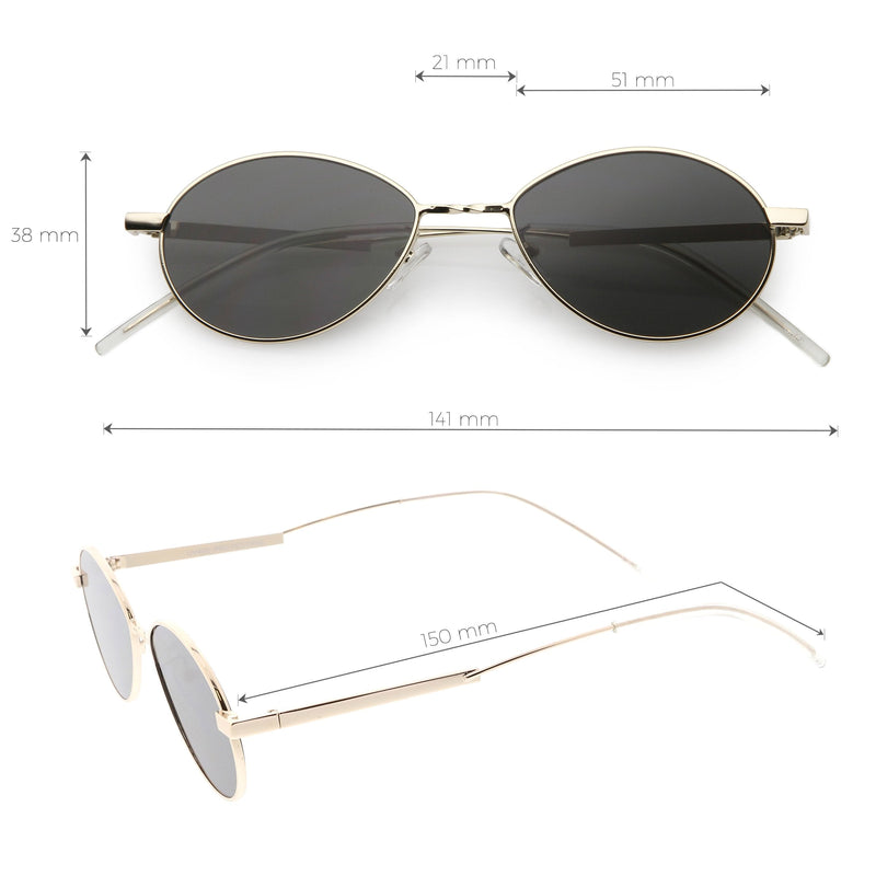 zeroUV Classic Retro Unisex Metal Oval Dapper Sunglasses C741 Sunglasses