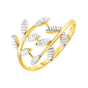 Bids.com 14k Two Tone Gold Crossover Ring with Textured Leaves Rings