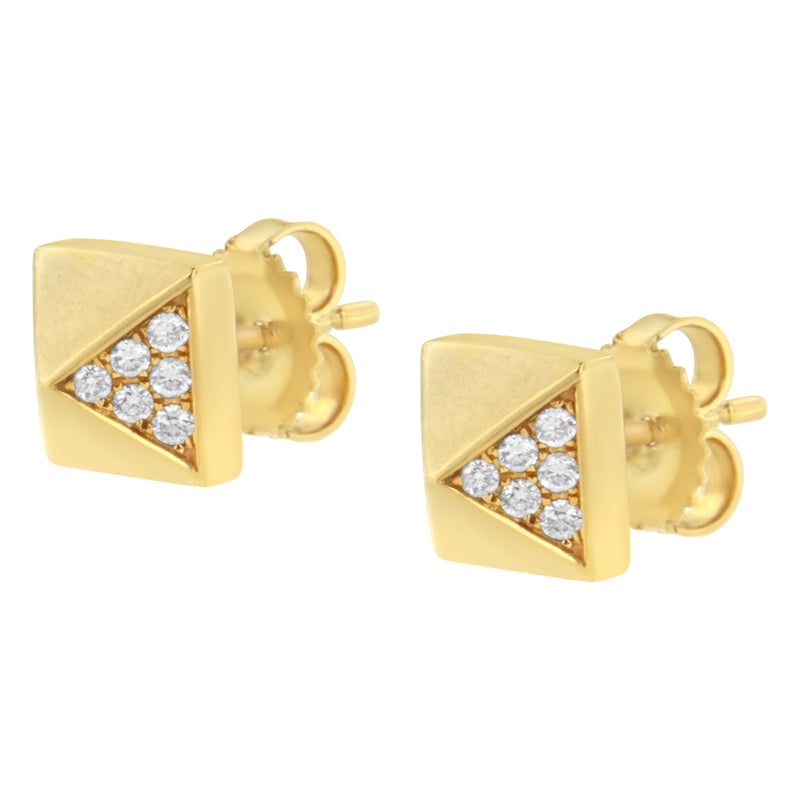 Bids.com 14K Yellow Gold 1/4 Cttw Diamond Pyramid Stud Earring (G-H Color, SI1-SI2 Clarity) Earrings