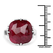 Bids.com 13.65 Carat Dyed Ruby .925 Sterling Silver Ring Rings