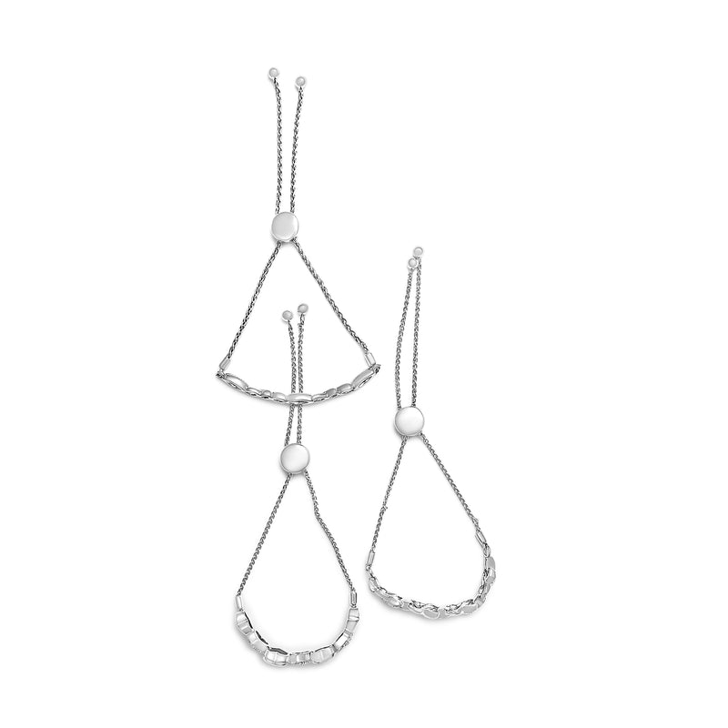 Bids.com Sterling Silver Diamond Accent 3 Piece Adjustable Bolo Bracelet Set Jewelry Sets
