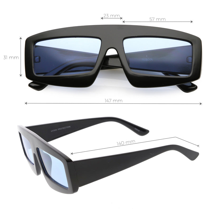 zeroUV Retro Modern Rectangle Flat Lens Color Tinted Sunglasses C747 Sunglasses