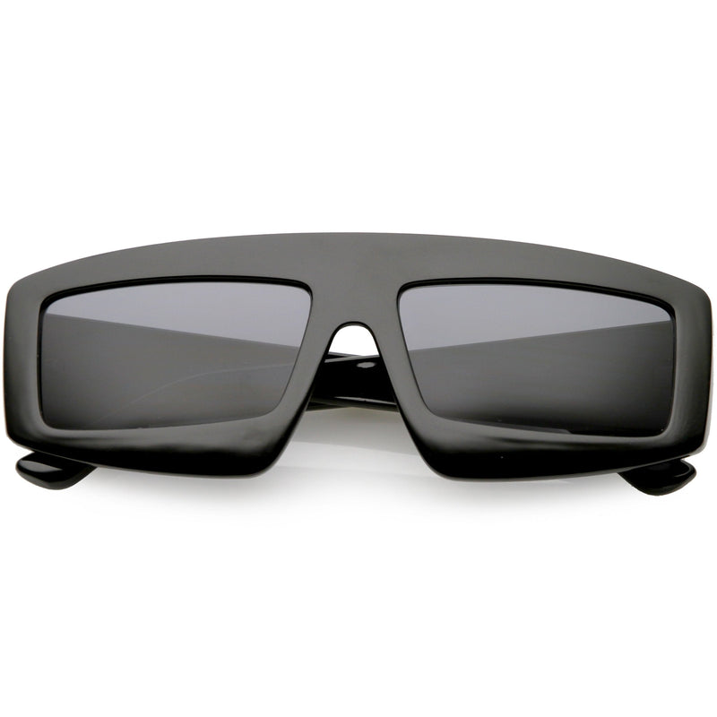 zeroUV Futuristic Retro Rectangle Block Flat Lens Sunglasses C752 Sunglasses
