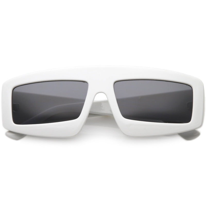 zeroUV Futuristic Retro Rectangle Block Flat Lens Sunglasses C752 Sunglasses