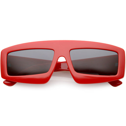 zeroUV Futuristic Retro Rectangle Block Flat Lens Sunglasses C752 Sunglasses