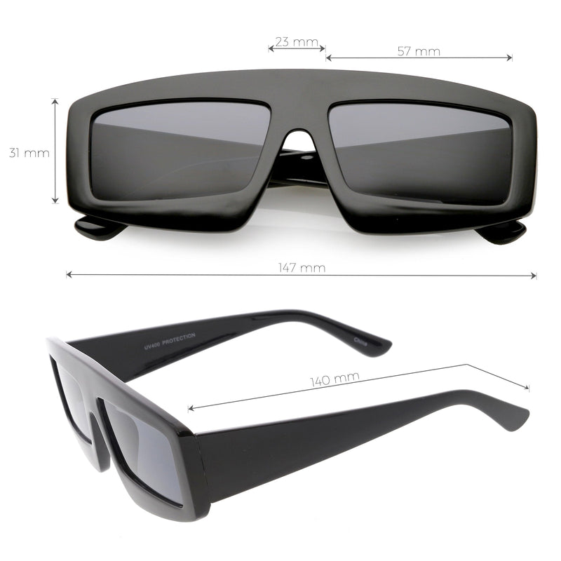 zeroUV Futuristic Retro Rectangle Block Flat Lens Sunglasses C752 Sunglasses