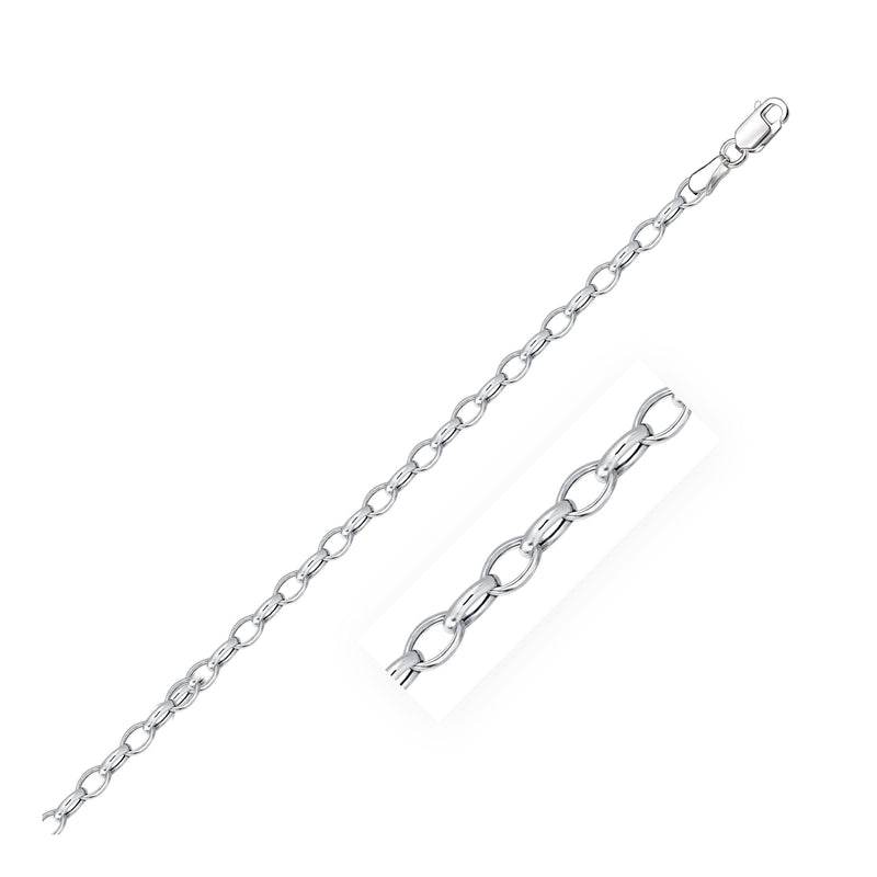 Bids.com 3.2mm 14k White Gold Oval Rolo Chain Necklaces