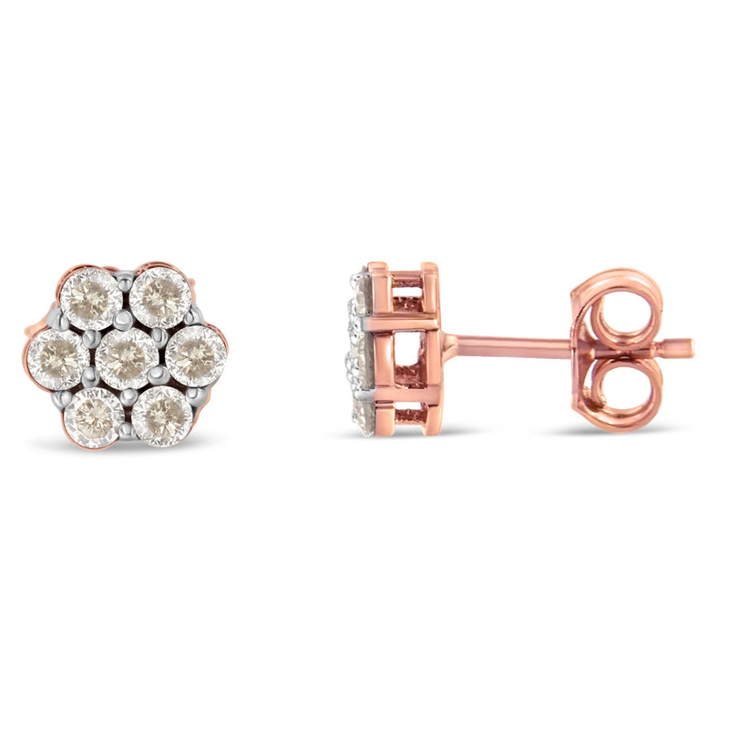 Bids.com 10K Rose Gold Diamond Floral Stud Earrings (0.5 cttw, J-K Color, I1-I2 Clarity) Earrings