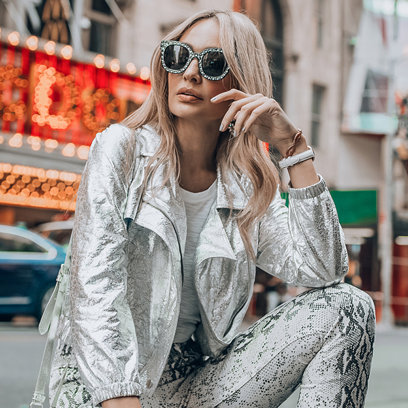 zeroUV Women's Trendy Star Rhinestone Horned Rim Sunglasses C579 Sunglasses