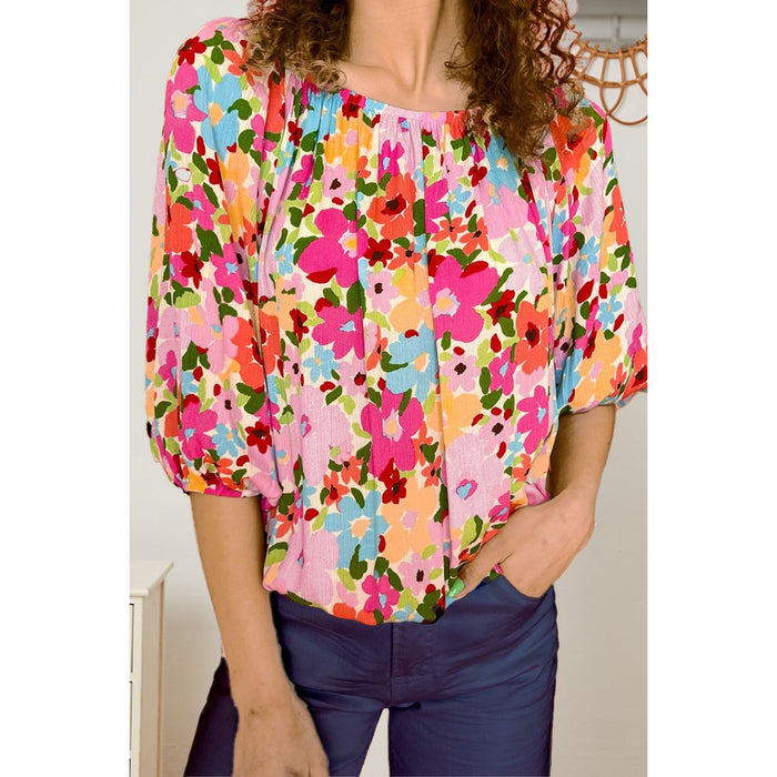 Printed Round Neck Half Sleeve Blouse