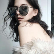 zeroUV Oversize Thin Cross Brow Mirrored Flat Lens Sunglasses A545 Sunglasses