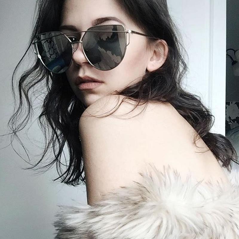 zeroUV Oversize Thin Cross Brow Mirrored Flat Lens Sunglasses A545 Sunglasses