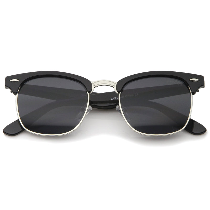 zeroUV Indie Half Frame Horned Rim Vintage Inspired Sunglasses 2934 Sunglasses
