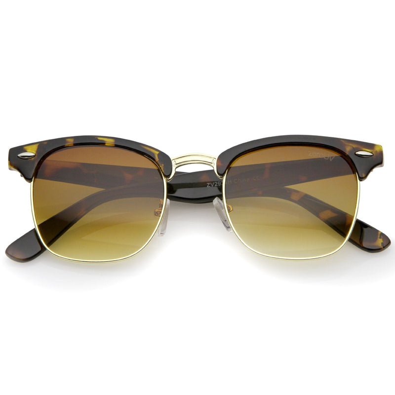 zeroUV Indie Half Frame Horned Rim Vintage Inspired Sunglasses 2934 Sunglasses