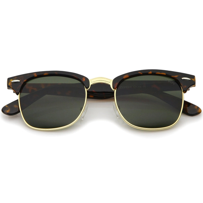 zeroUV Indie Half Frame Horned Rim Vintage Inspired Sunglasses 2934 Sunglasses