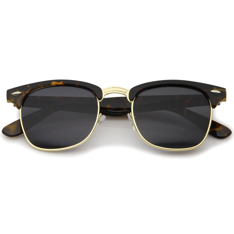 zeroUV Indie Half Frame Horned Rim Vintage Inspired Sunglasses 2934 Sunglasses