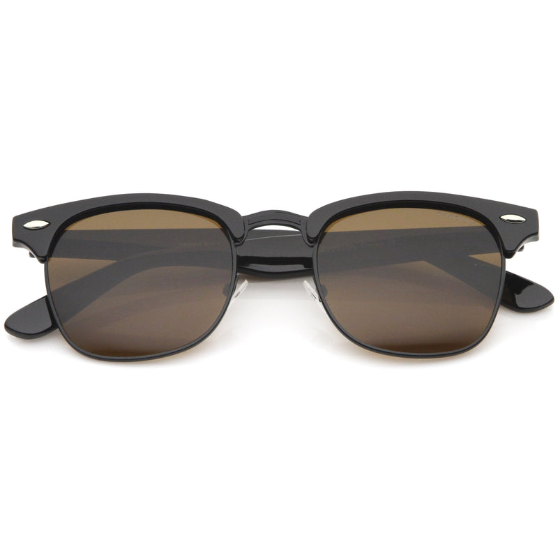 zeroUV Indie Half Frame Horned Rim Vintage Inspired Sunglasses 2934 Sunglasses
