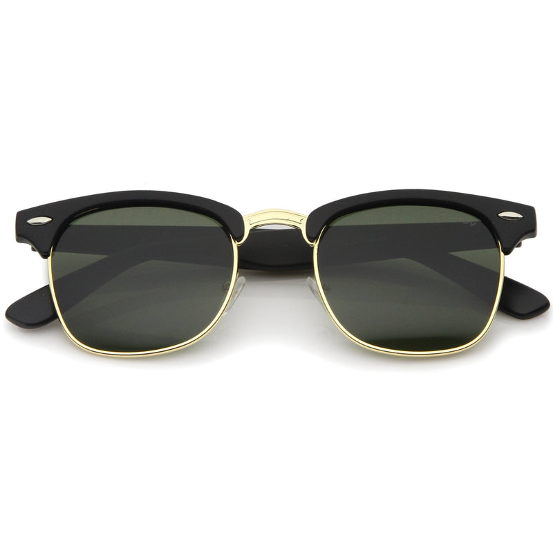zeroUV Indie Half Frame Horned Rim Vintage Inspired Sunglasses 2934 Sunglasses