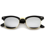 zeroUV Retro Horned Rim Half Frame Flash Mirror Lens Sunglasses 9309 Sunglasses